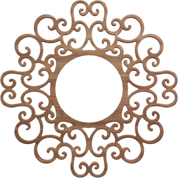 Ekena Millwork Reims Wood Fretwork Pierced Ceiling Medallion, Walnut, 18"OD x 6 7/8"ID x 1/4"T CMWP18X18X0250REWA - main